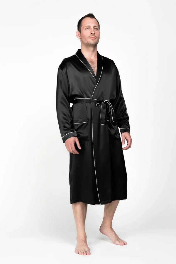 Халат мужской шелковый Luxe Dream Black Line черный