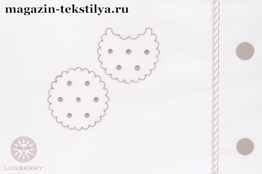 Фото: Детское Постельное белье Luxberry Yummy хлопок перкаль белое с бежевым от магазина-текстиля.ру