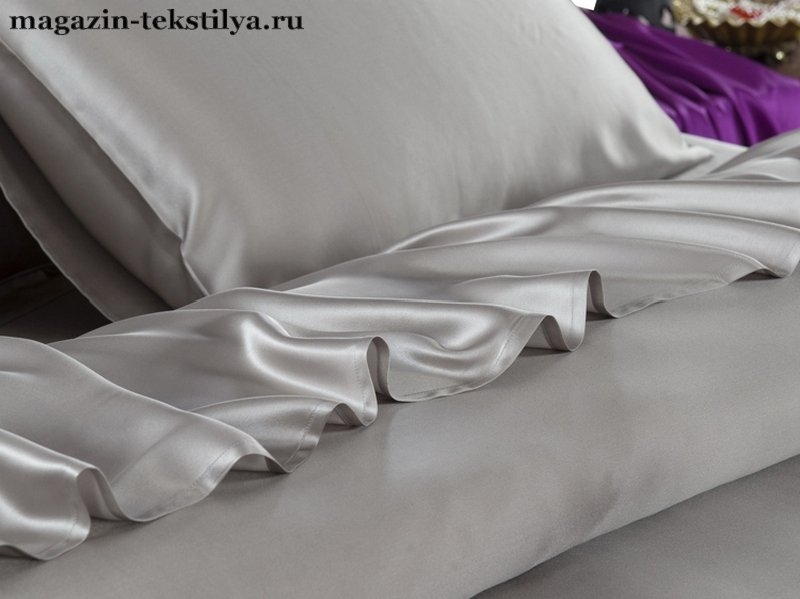 Фото: Постельное белье Luxe Dream Элеганс Серебро шелковый от магазина-текстиля.ру