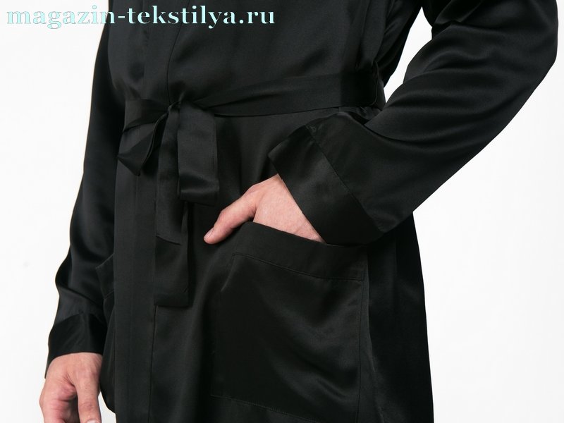 Фото: Халат мужской Luxe Dream Black шелковый черный в магазине-текстиля,ру