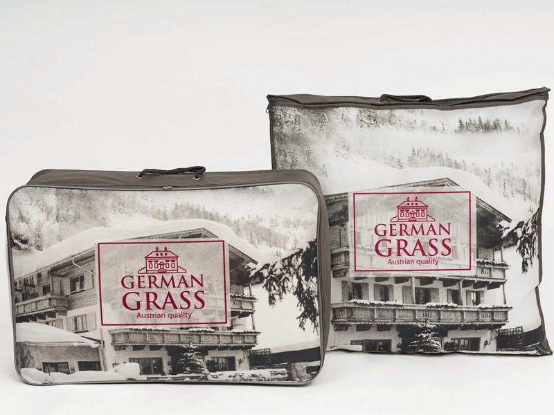 Одеяло German Grass коллекция Grand Down Grass кассетное пуховое в хлопке зимнее