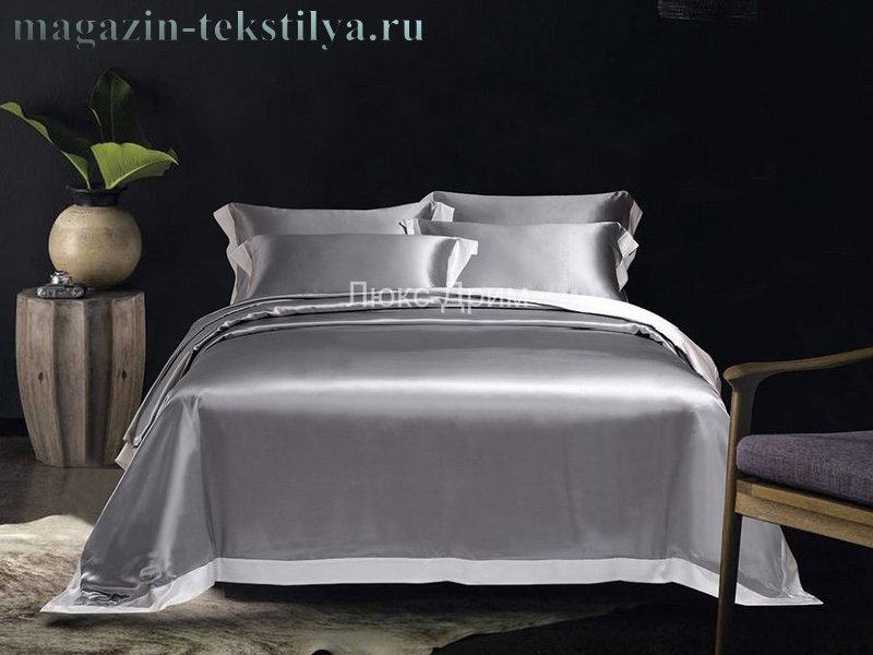 Постельное белье Luxe Dream Плаза Грей шелк серебряный